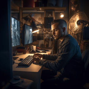 A man disconnecting VPN on computer